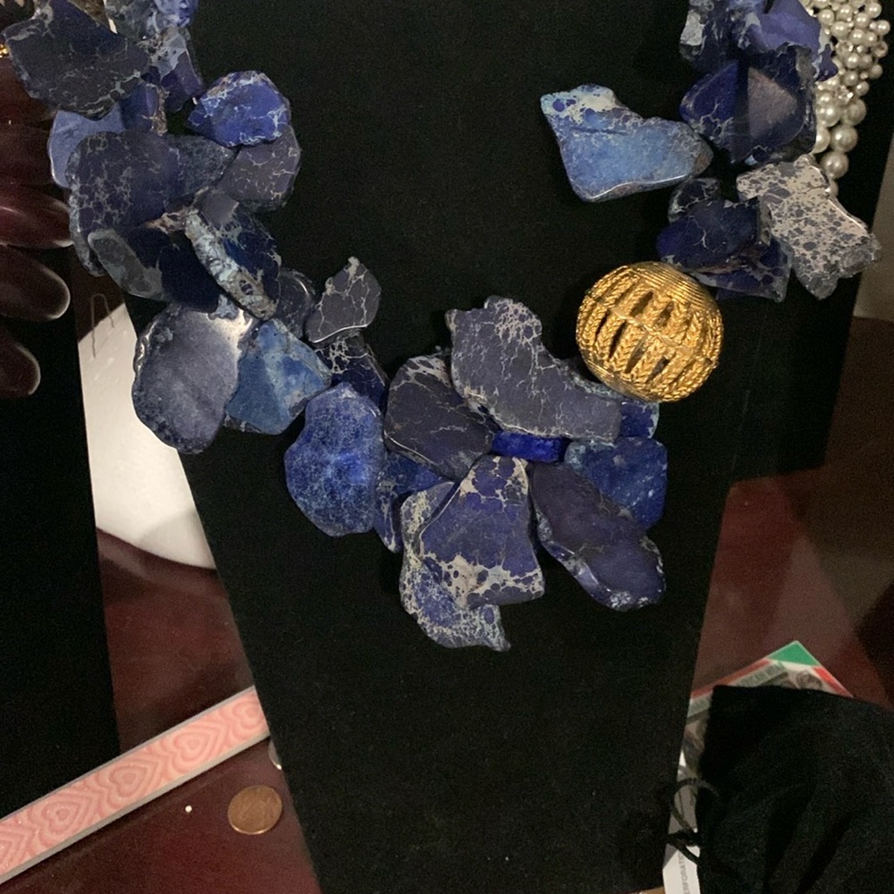 Blue and Gold Statement Necklace